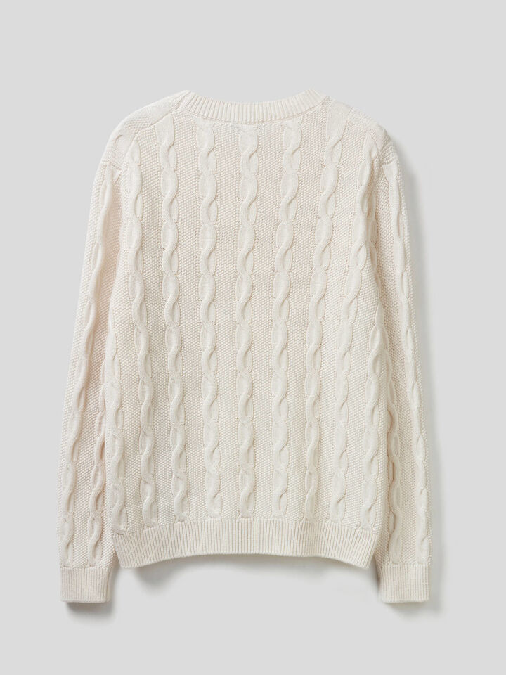 Pullover mit Rundausschnitt und Flechtmuster Herren image number 5
